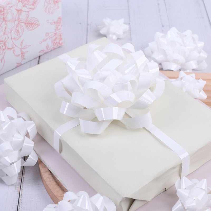 FORBINBO 25 Pcs Gift Bows Assortment - 3 Size Gift Bowsand 1 Crimped Curling Ribbons, Perfect for Christmas, Holiday，Birthdays, Weddings, Baby/Bridal Showers, Party (White) - Image 5